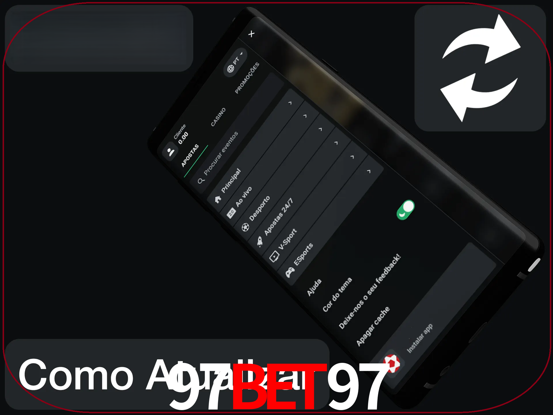 O aplicativo é atualizado automaticamente quando você faz o login.