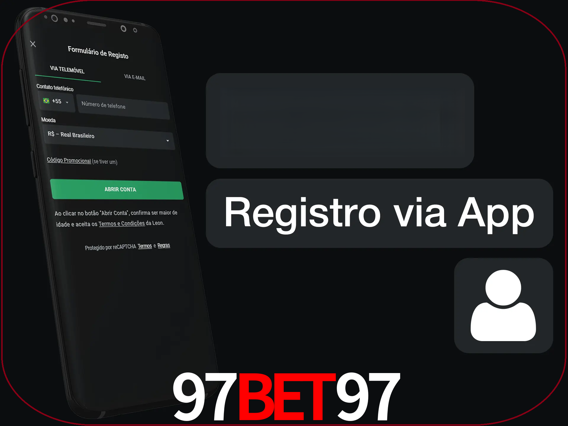 Registre-se com duas etapas usando o aplicativo.